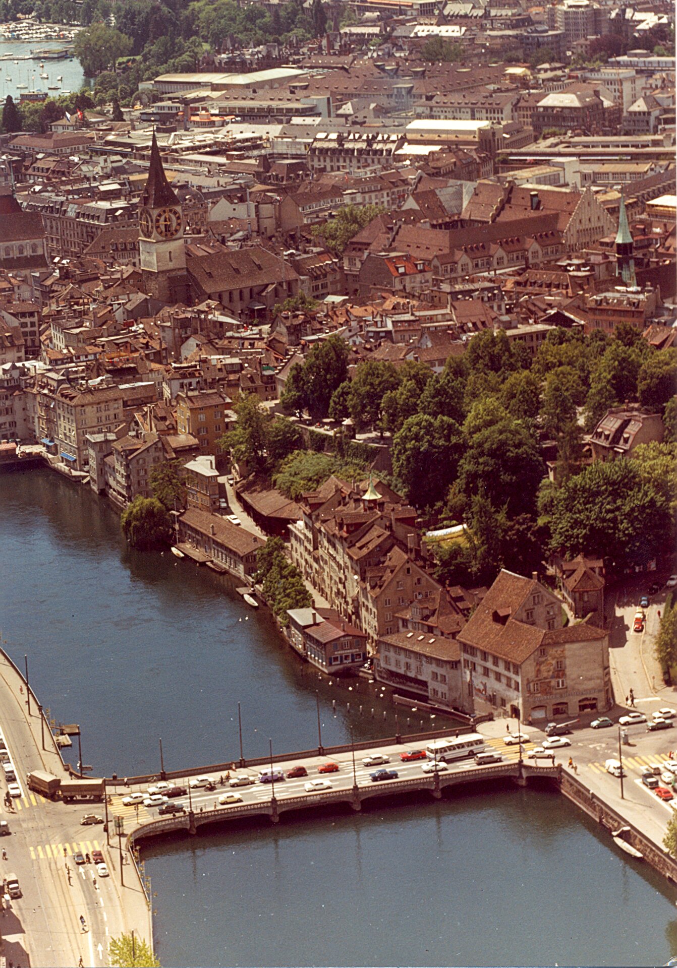 Residential apartment buildings along the Limmat in Zurich — a standard 80-sqm two-bedroom here costs $1-1.6 million USD