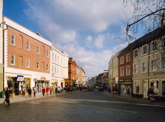  'New pedestrian zone in the historic Maylord Orchards, Hereford'